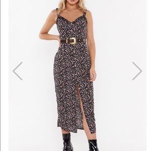 NASTY GAL Flower Mad Floral Button Down Midi Dress